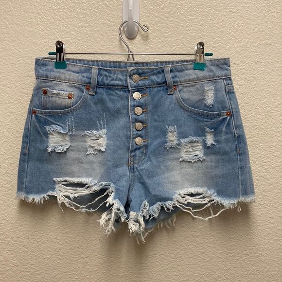 Hammer Jeans Distressed Exposed Button Fly Shorts Medium - Picture 1 of 6
